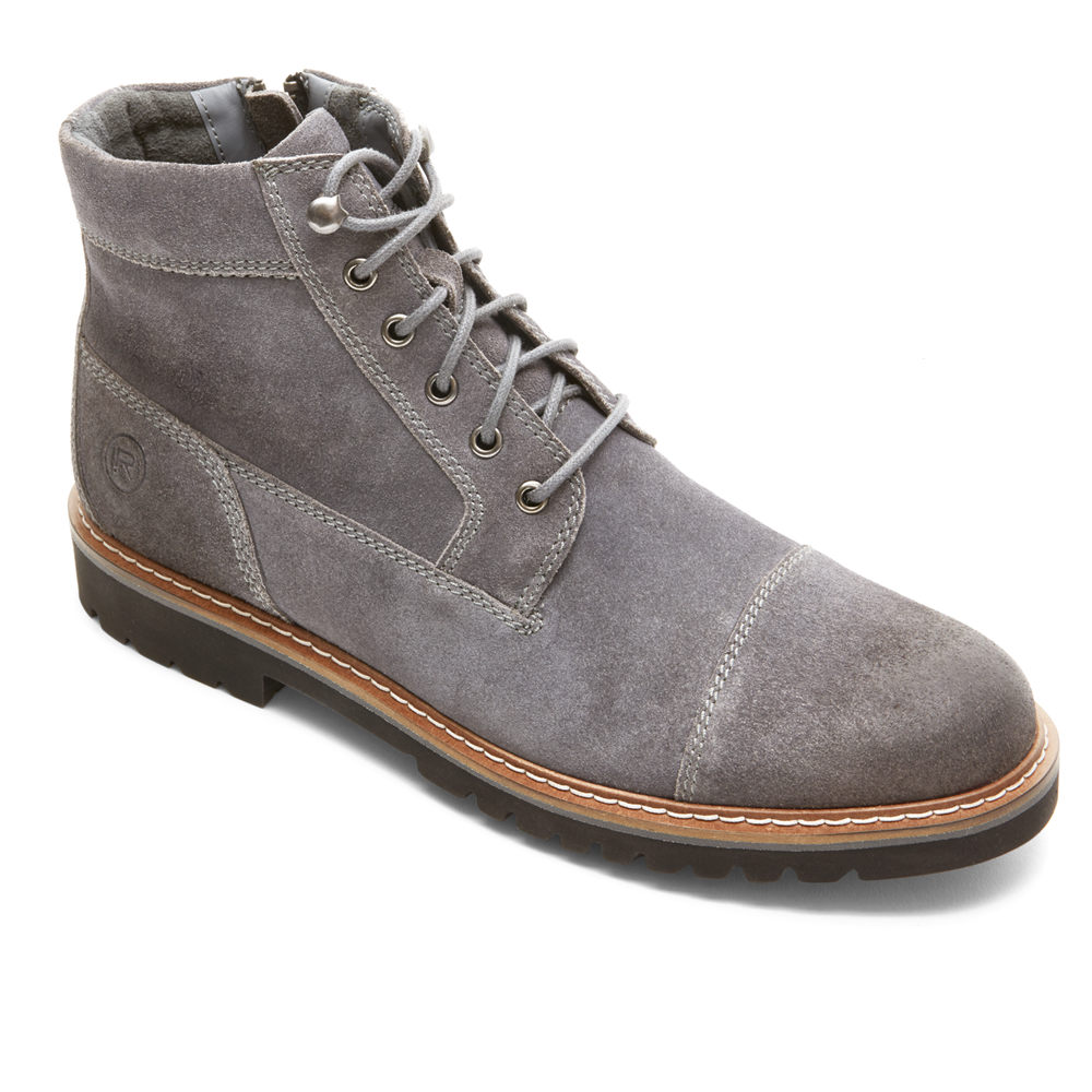 Rockport Mens Boots Grey - Marshall Rugged Inside Zip - UK 740-FJATXE